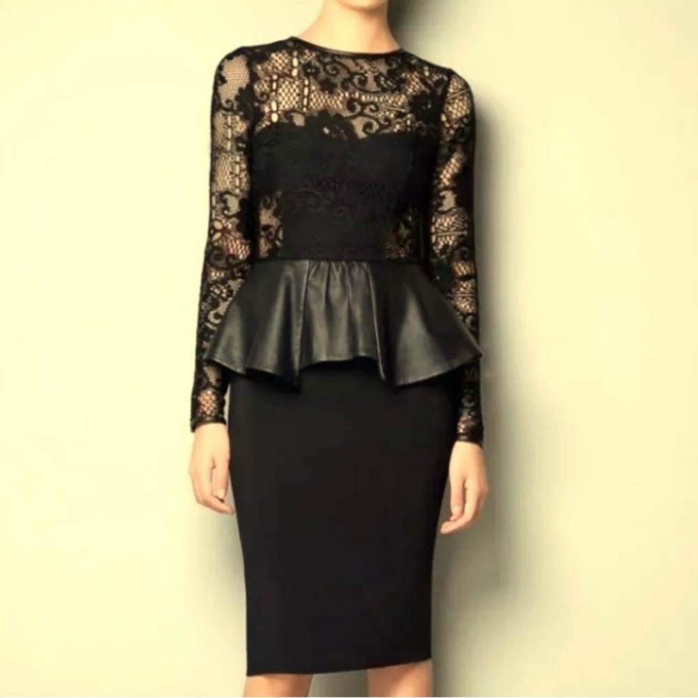 Zara leather peplum dress size Medium worn one time perfect condition!